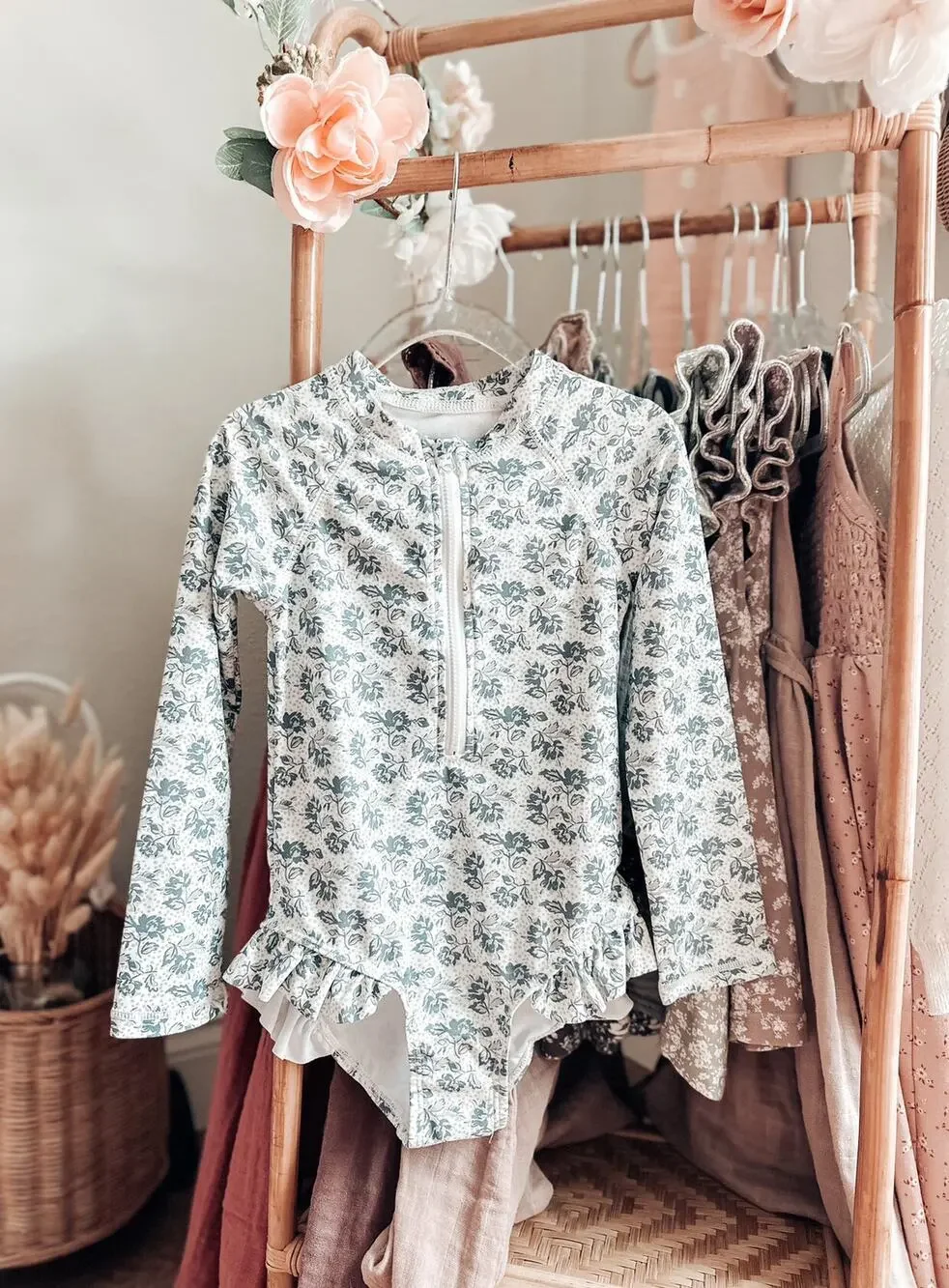 New Botanical Print Rash guard Frill Bottom Swimsuit 5/6